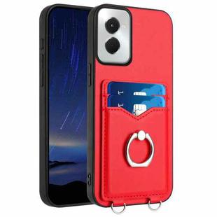 For Motorola Moto G Power 5G 2024 R20 Ring Card Holder Phone Case(Red)