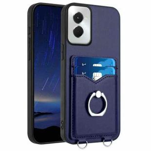 For Motorola Moto G Power 5G 2024 R20 Ring Card Holder Phone Case(Blue)