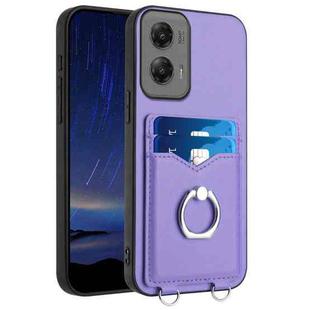 For Motorola Moto G Stylus 5G 2024 R20 Ring Card Holder Phone Case(Purple)