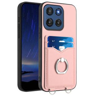 For Motorola Edge 60 Stylus 5G R20 Ring Card Holder Phone Case(Pink)