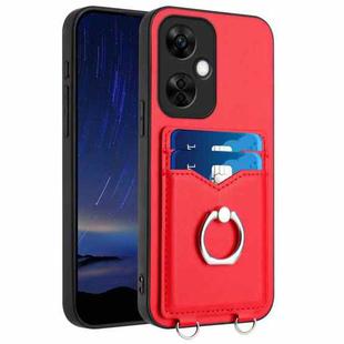 For OnePlus Nord CE3 Lite R20 Ring Card Holder Phone Case(Red)