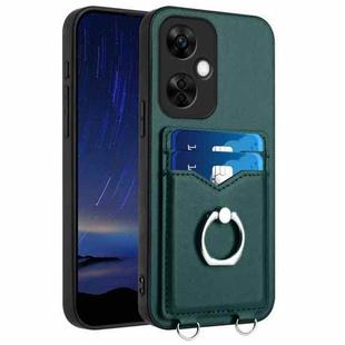 For OnePlus Nord CE3 Lite R20 Ring Card Holder Phone Case(Green)