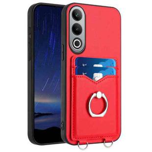 For OnePlus Nord CE4 / OPPO K12 5G R20 Ring Card Holder Phone Case(Red)