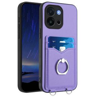 For OnePlus 13T R20 Ring Card Holder Phone Case(Purple)