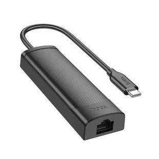 hoco HB42 4 in 1 USB-C / Type-C to USB3.0x3+RJ45 Gigabit Network Card Converter, Length: 0.2m(Black)