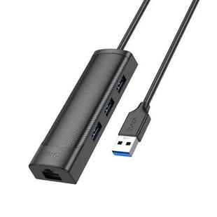hoco HB42 4 in 1 USB to USB3.0x3+RJ45 Gigabit Network Card Converter, Length: 1.2m(Black)
