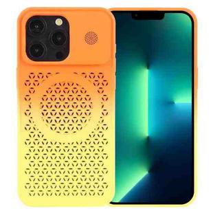 For iPhone 13 Pro Honeycomb Cooling Aromatherapy MagSafe Phone Case(Orange Yellow)