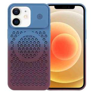 For iPhone 12 Honeycomb Cooling Aromatherapy MagSafe Phone Case(Blue Red)
