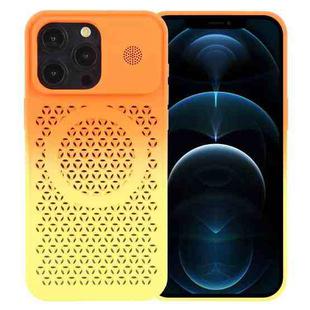 For iPhone 12 Pro Max Honeycomb Cooling Aromatherapy MagSafe Phone Case(Orange Yellow)