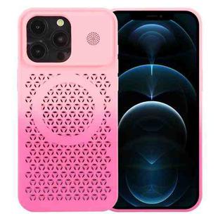 For iPhone 12 Pro Honeycomb Cooling Aromatherapy MagSafe Phone Case(Pink+Rose Red)