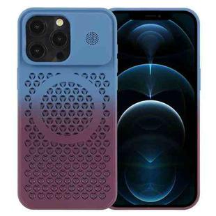 For iPhone 12 Pro Honeycomb Cooling Aromatherapy MagSafe Phone Case(Blue Red)