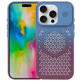 For iPhone 16 Pro Max Gradient Color Honeycomb Aromatherapy MagSafe Phone Case(Blue Red)