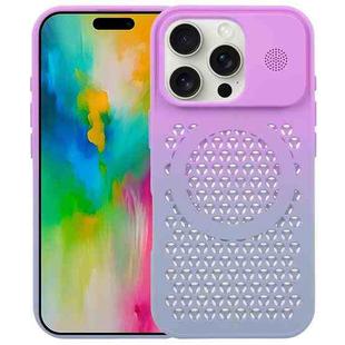 For iPhone 16 Pro Max Gradient Color Honeycomb Aromatherapy MagSafe Phone Case(Purple Grey)