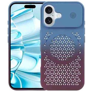 For iPhone 16 Plus Gradient Color Honeycomb Aromatherapy MagSafe Phone Case(Blue Red)