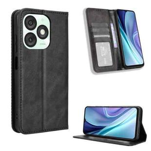 For itel A50 Magnetic Buckle Retro Texture Leather Phone Case(Black)