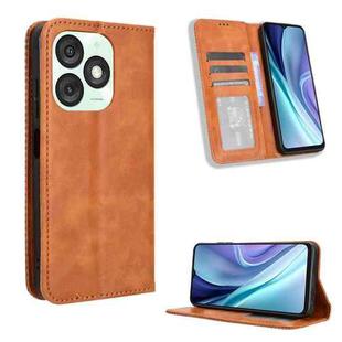 For itel A50 Magnetic Buckle Retro Texture Leather Phone Case(Brown)