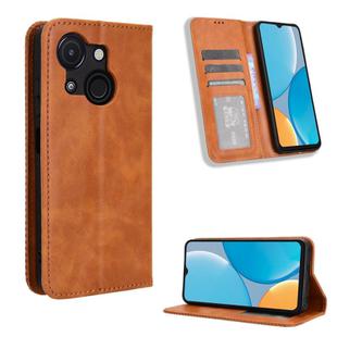 For itel A50C Magnetic Buckle Retro Texture Leather Phone Case(Brown)