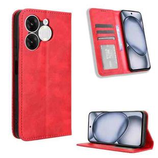 For itel A80 4G Magnetic Buckle Retro Texture Leather Phone Case(Red)