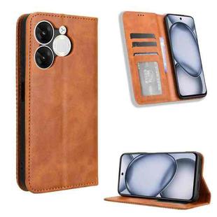 For itel A80 4G Magnetic Buckle Retro Texture Leather Phone Case(Brown)