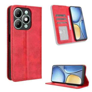 For itel A90 4G Magnetic Buckle Retro Texture Leather Phone Case(Red)