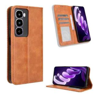 For itel City 100 4G Magnetic Buckle Retro Texture Leather Phone Case(Brown)