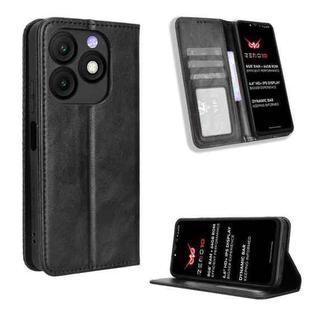 For itel Zeno 10 Magnetic Buckle Retro Texture Leather Phone Case(Black)