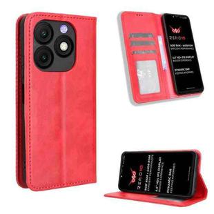 For itel Zeno 10 Magnetic Buckle Retro Texture Leather Phone Case(Red)