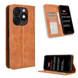 For itel Zeno 10 Magnetic Buckle Retro Texture Leather Phone Case(Brown)
