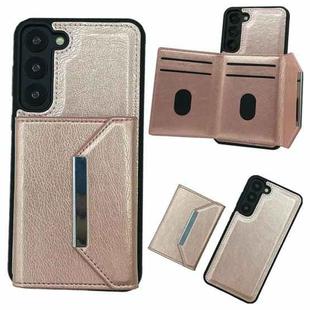 For Samsung Galaxy S21 5G Solid Color Metal Buckle Card Slots Bag Phone Case(Rose Gold)