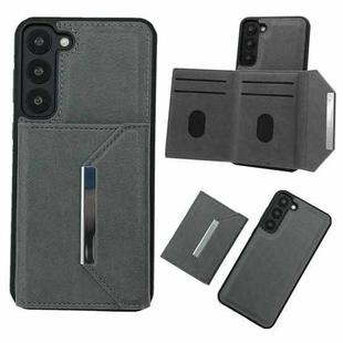 For Samsung Galaxy S21+ 5G Solid Color Metal Buckle Card Slots Bag Phone Case(Grey)