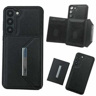 For Samsung Galaxy S22+ 5G Solid Color Metal Buckle Card Slots Bag Phone Case(Black)