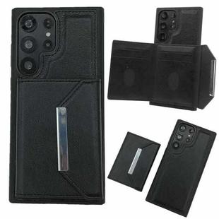 For Samsung Galaxy S21 Ultra 5G Solid Color Metal Buckle Card Slots Bag Phone Case(Black)