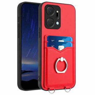 For Honor X7a / Play7T R20 Ring Card Holder Phone Case(Red)