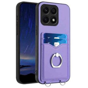 For Honor X8a R20 Ring Card Holder Phone Case(Purple)