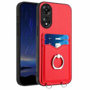 For OPPO A78 4G Global R20 Ring Card Holder Phone Case(Red)