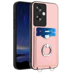 For OPPO A79 5G Global R20 Ring Card Holder Phone Case(Pink)