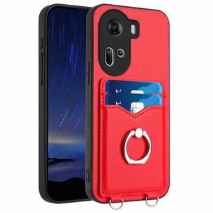 For OPPO Reno11 Global R20 Ring Card Holder Phone Case(Red)