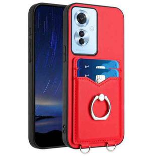 For OPPO Reno11 F Thai Version R20 Ring Card Holder Phone Case(Red)