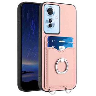 For OPPO F25 Pro 5G India R20 Ring Card Holder Phone Case(Pink)