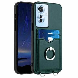 For OPPO F25 Pro 5G India R20 Ring Card Holder Phone Case(Green)