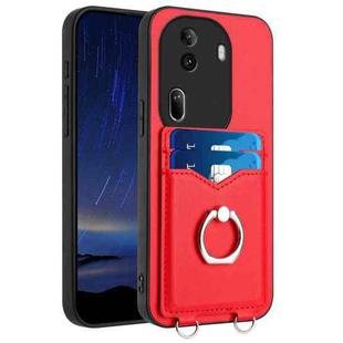 For OPPO Reno11 Pro Global R20 Ring Card Holder Phone Case(Red)