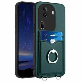 For OPPO Reno11 Pro Global R20 Ring Card Holder Phone Case(Green)