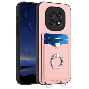 For OPPO A5 / F29 R20 Ring Card Holder Phone Case(Pink)