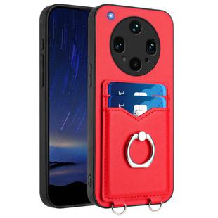 For OPPO Find X8 Ultra R20 Ring Card Holder Phone Case(Red)