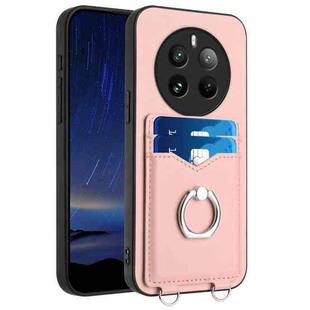For Realme 12 Pro / 12 Pro+ R20 Ring Card Holder Phone Case(Pink)