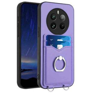 For Realme 12 Pro / 12 Pro+ R20 Ring Card Holder Phone Case(Purple)