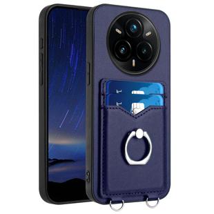 For Realme 14 Pro+ R20 Ring Card Holder Phone Case(Blue)