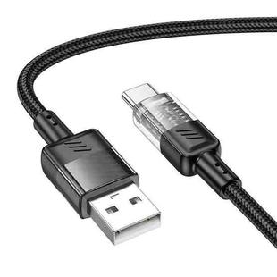 hoco U129 Spirit 1.2m 3A USB to USB-C / Type-C Transparent Charging Data Cable(Black)