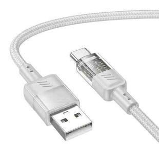 hoco U129 Spirit 1.2m 3A USB to USB-C / Type-C Transparent Charging Data Cable(Grey)