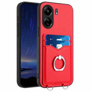 For Xiaomi Redmi 13C 4G Global R20 Ring Card Holder Phone Case(Red)